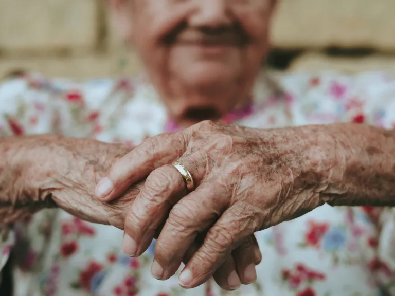 An aging woman's hands. 